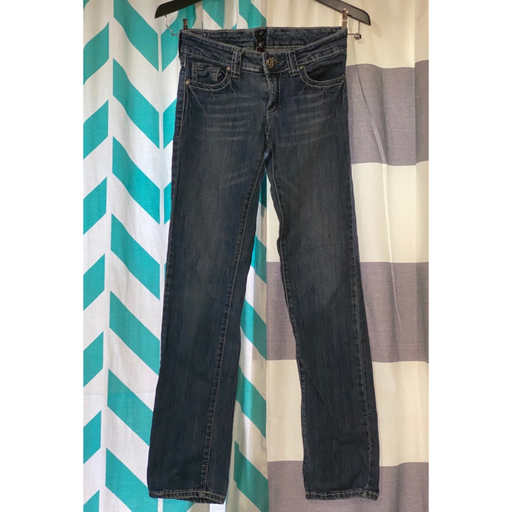 Straight Legged Denim Blue Jeans